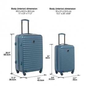 Protege 2 piece Hardside Luggage Set, 20" Carry-on and 25" Checked Upright Spinner Suitcase, Blue